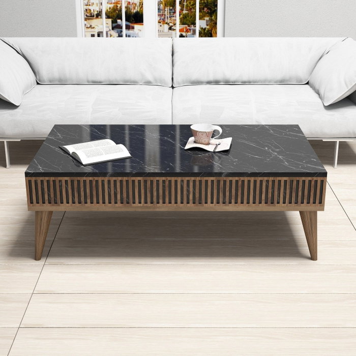 Hanah Home Milan Juego de Muebles para Sala de Estar Nogal y Negro Hanah Home Milan Juego de Muebles para Sala de Estar Nogal y Negro